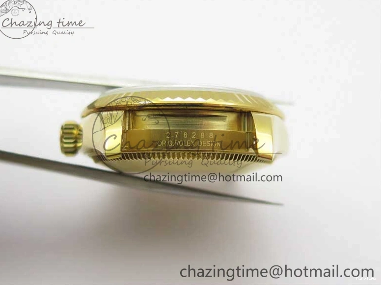 MiroTime 0408 Versatile Daydate 278288 31mm YG EWF Best Edition Green Malachite Dial Crystal Markers on YG President Bracelet ETA 2606